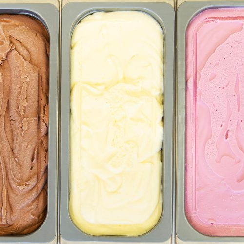 Display photo of 5 colourful napolis of ice cream, home made in Swindon by Rays Ice Cream