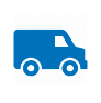 Small blue sketch of a delivery van